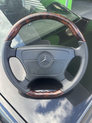 Wood leather steering wheel - wood-leather,